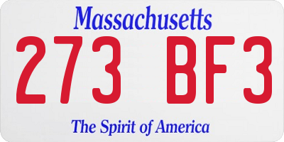 MA license plate 273BF3