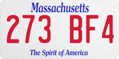 MA license plate 273BF4