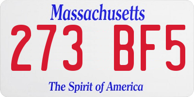 MA license plate 273BF5