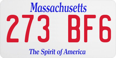MA license plate 273BF6