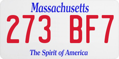 MA license plate 273BF7
