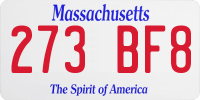 MA license plate 273BF8