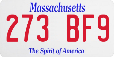 MA license plate 273BF9