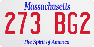 MA license plate 273BG2