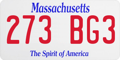 MA license plate 273BG3