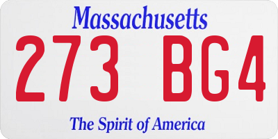 MA license plate 273BG4