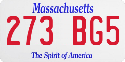 MA license plate 273BG5