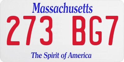 MA license plate 273BG7