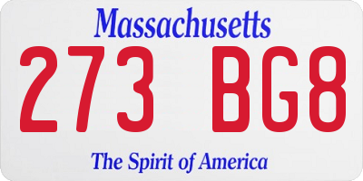 MA license plate 273BG8