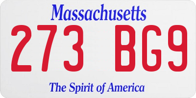 MA license plate 273BG9