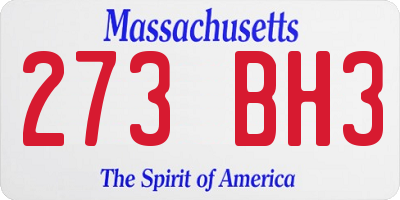 MA license plate 273BH3