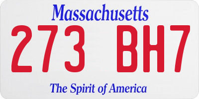 MA license plate 273BH7
