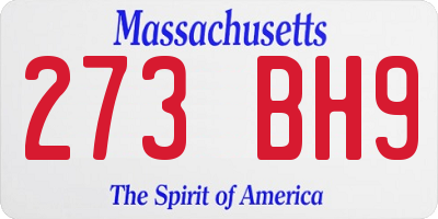 MA license plate 273BH9
