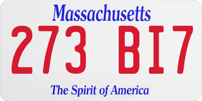 MA license plate 273BI7