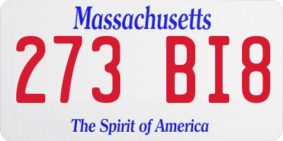 MA license plate 273BI8