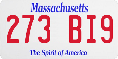 MA license plate 273BI9