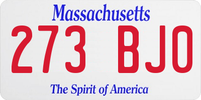 MA license plate 273BJ0