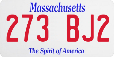 MA license plate 273BJ2