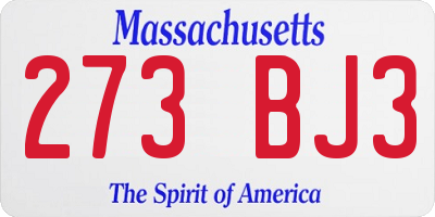 MA license plate 273BJ3