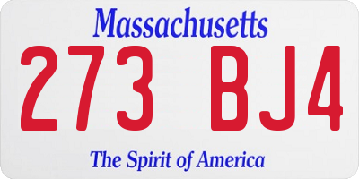 MA license plate 273BJ4