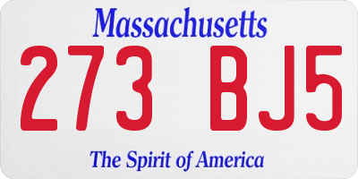 MA license plate 273BJ5