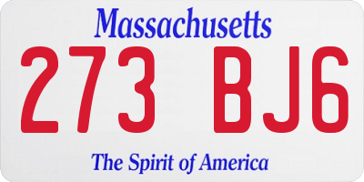MA license plate 273BJ6