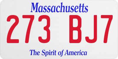 MA license plate 273BJ7