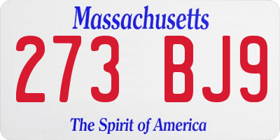 MA license plate 273BJ9