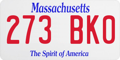 MA license plate 273BK0