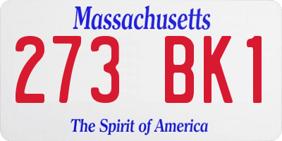 MA license plate 273BK1