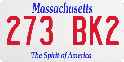 MA license plate 273BK2