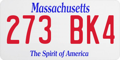 MA license plate 273BK4