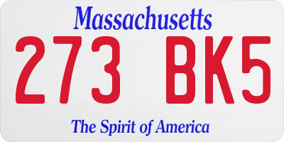 MA license plate 273BK5