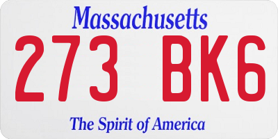 MA license plate 273BK6