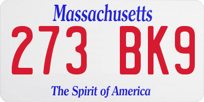 MA license plate 273BK9