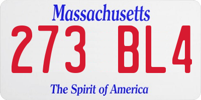 MA license plate 273BL4