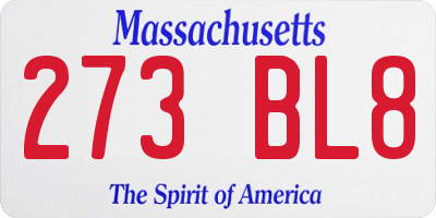 MA license plate 273BL8