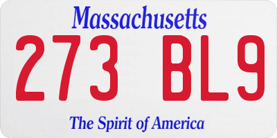 MA license plate 273BL9