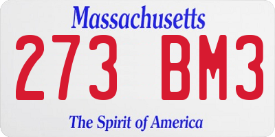 MA license plate 273BM3