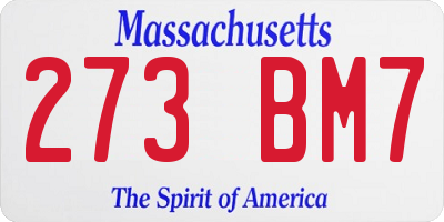 MA license plate 273BM7