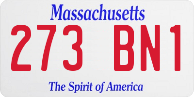 MA license plate 273BN1