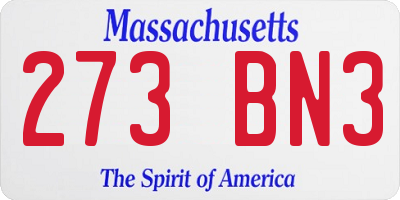MA license plate 273BN3