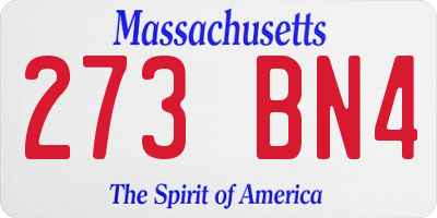 MA license plate 273BN4