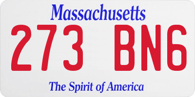 MA license plate 273BN6