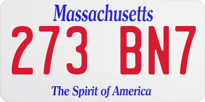 MA license plate 273BN7