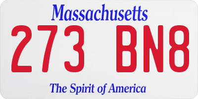 MA license plate 273BN8