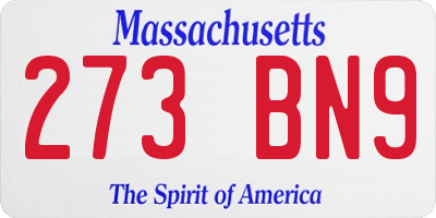 MA license plate 273BN9