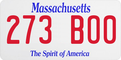 MA license plate 273BO0