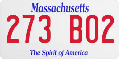 MA license plate 273BO2