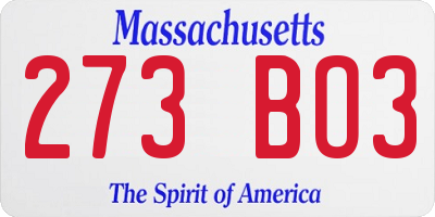 MA license plate 273BO3